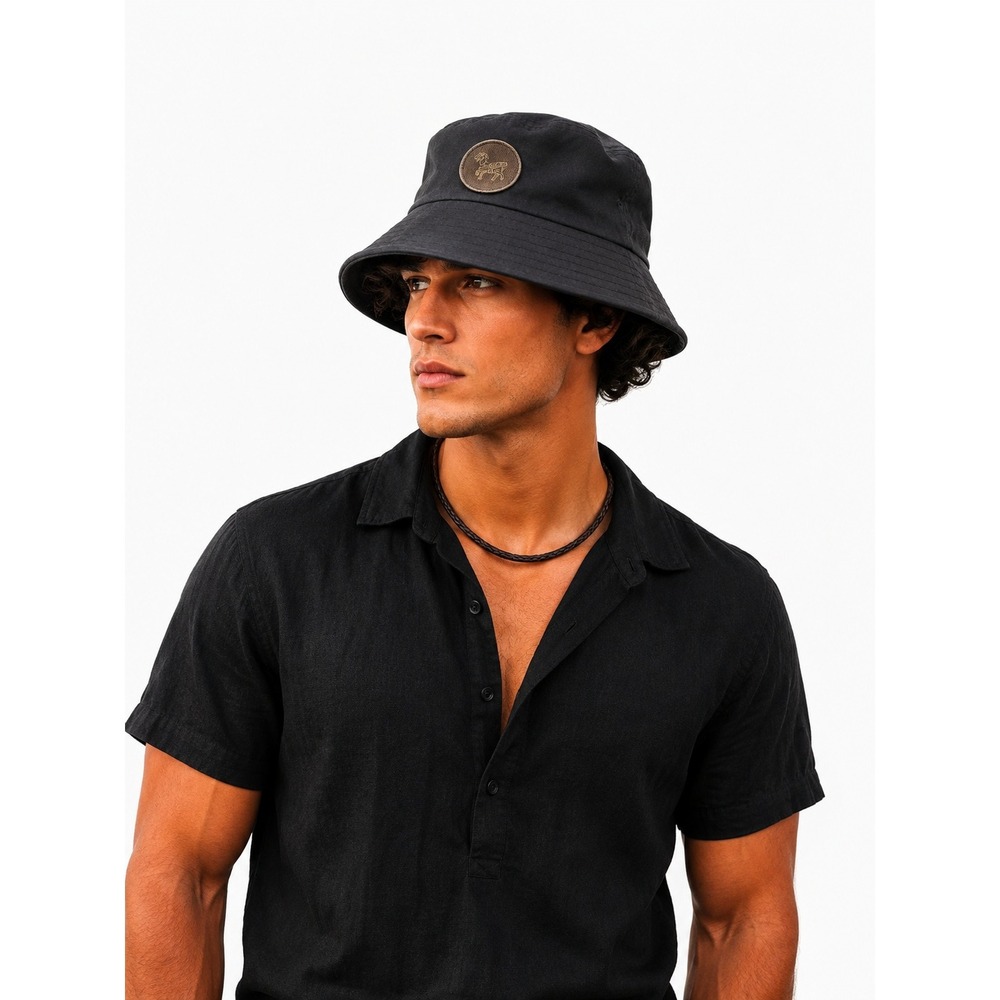 Imperial Coolcore Mens Black Bucket Hat Goat Patch Performance Golf Cap L/XL